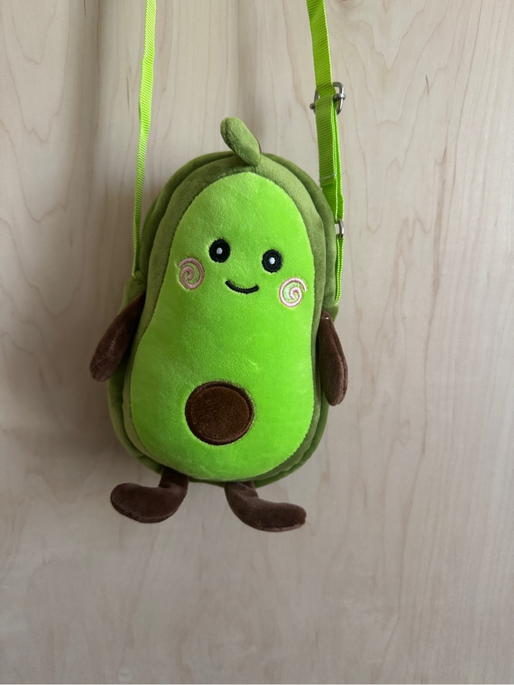 Kawaii Avocado Plush Green Crossbody Bag NWOT